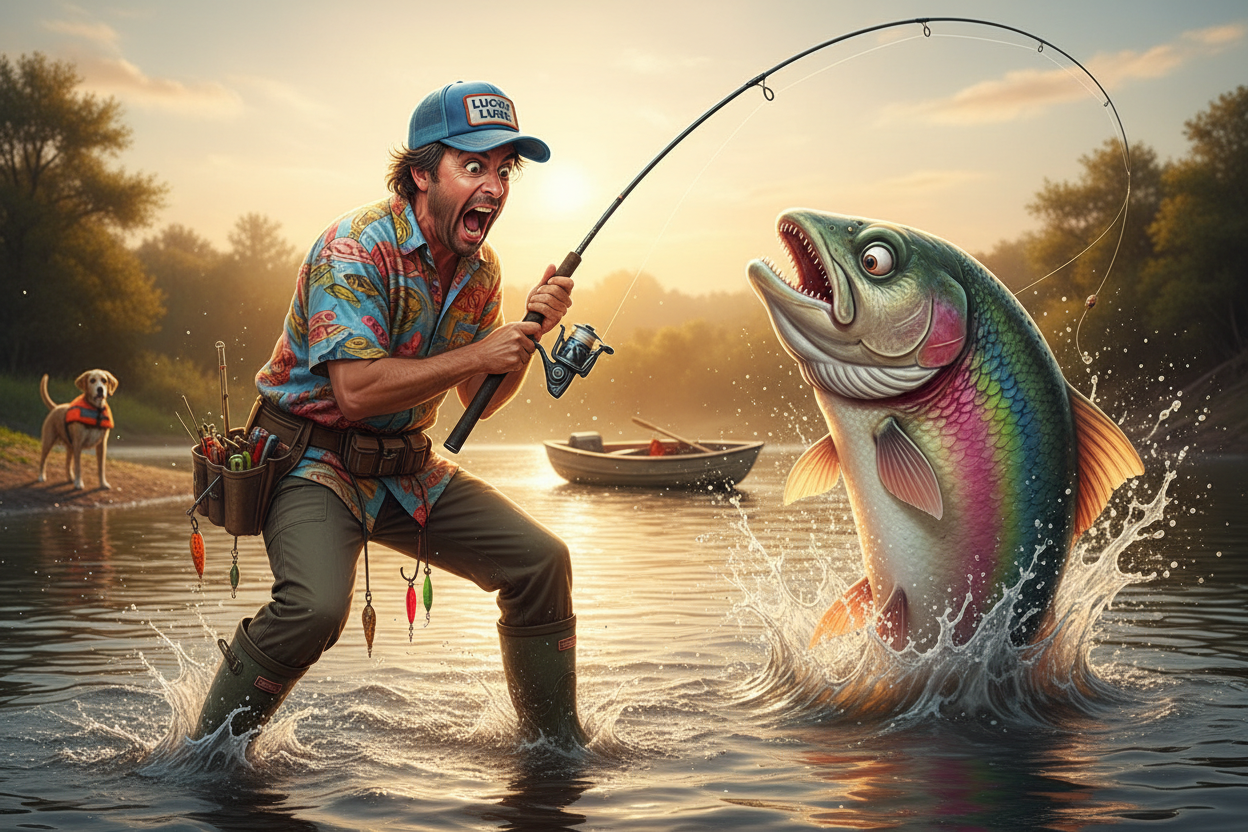 Dramatic fish catch moment